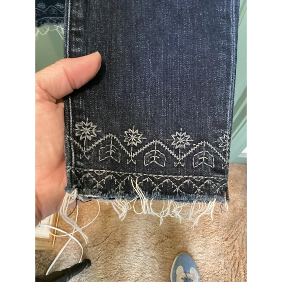 Lucky Brand Women's Size 6 Brooke Ankle Skinny Jeans Embroidered Raw Hem Cropped - Picture 5 of 11